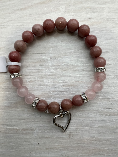 Light Pink Natural Rhodonite Bracelet - Copper - Plated Gold - 3 Sizes -  ApolloBox