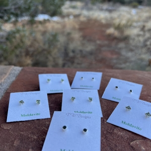 Moldavite Stud Earrings